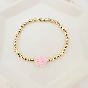 Preppy Pink Rose Flower Beaded Bracelet 🌸🌷